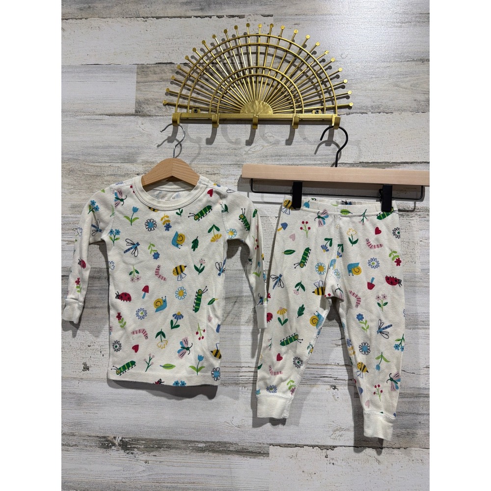 Moon and Back Pajamas Girls 2T White Garden Bug Organic Cotton Cottagecore